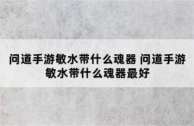 问道手游敏水带什么魂器 问道手游敏水带什么魂器最好